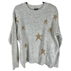 Vince Camuto Celestial Sweater Women's Lightweight Boho Gray Gold Stars Small
